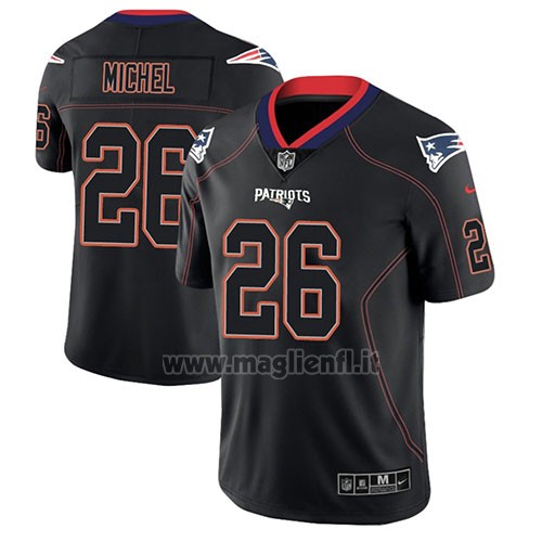Maglia NFL Limited New England Patriots Sony Michel Nero Color Rush 2018 Lights Out